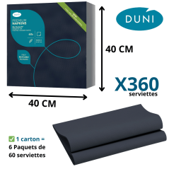 Serviette Bio Dunisoft® 40x40 cm Noire pour un service élégant