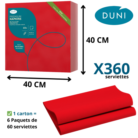 Serviette Bio Dunisoft® 40x40 cm Rouge, élégante et absorbante