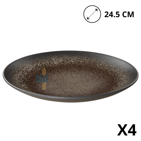 Assiette Creuse Terre d'Ombre Ø24,5 cm - Porcelaine Décorée