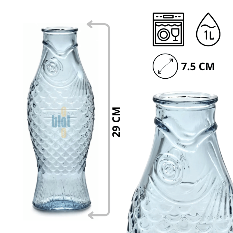 Bouteille Fish & Fish - Verre Pressé Bleu 1L | Carafe | Serax Bouteille Fish & Fish - Verre Pressé Bleu 1L | Carafe | Serax