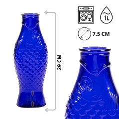 Bouteille Fish & Fish en verre bleu marine - Design Serax