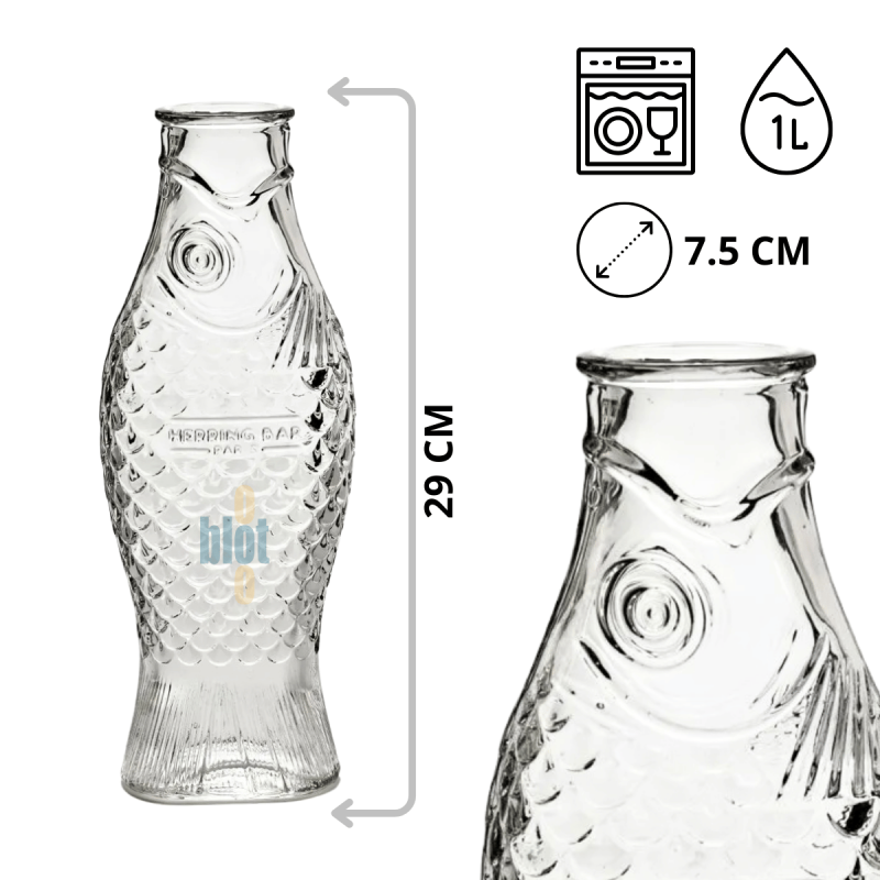 Bouteille Fish & Fish - Verre Pressé Transparent 1L | Carafe | Serax