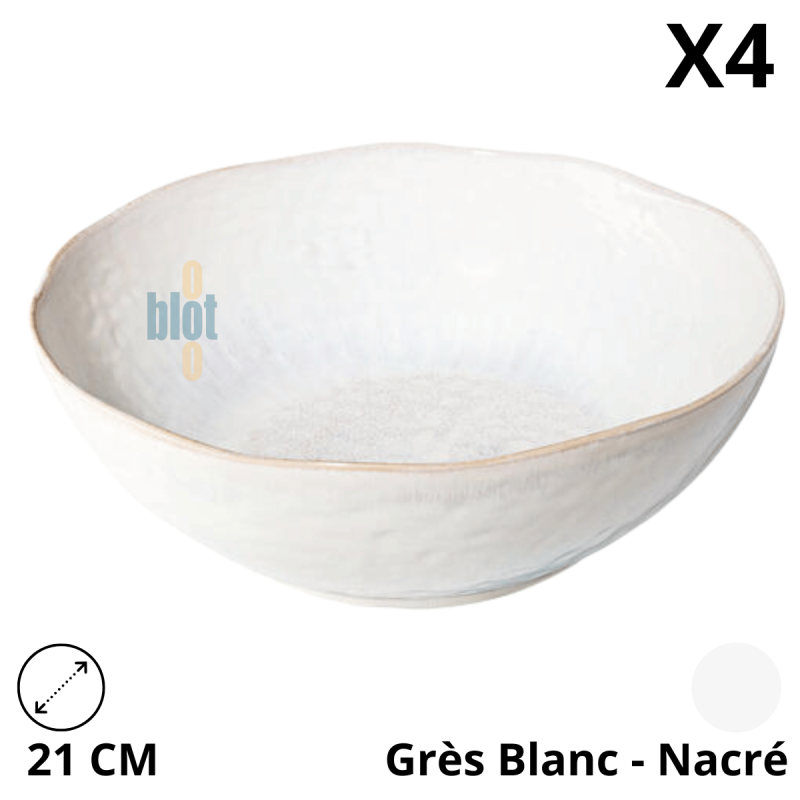 Poke Bowl MAUI NACRE Ø21 cm - Grès Blanc Nacré