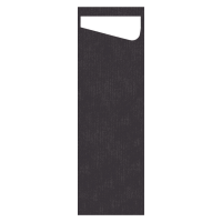 Sacchetto® Slim Noir avec serviette Dunisoft® - 7 x 23 cm - Duni