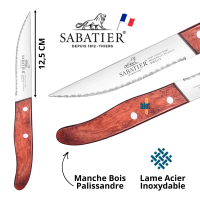 Couteau à steak DALLAS 12,5 cm lame inox et manche bois.