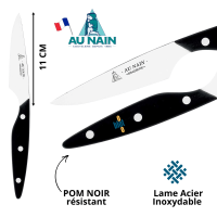 Couteau à steak lame lisse Au Nain Brasserie 11 cm inox poli.