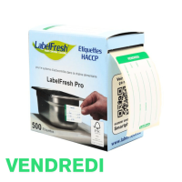 Étiquettes vertes LabelFresh Pro VENDREDI 70x45 mm lot 500.