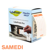 Étiquettes SAMEDI LabelFresh Pro couleur orange format 70x45 mm.