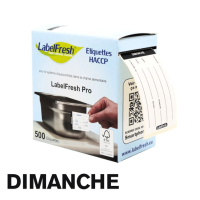 Étiquettes noires DIMANCHE LabelFresh Pro rouleau 500 pièces.
