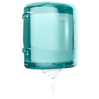 Vue de face du distributeur Tork Reflex fermé, modèle turquoise M4.