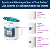 Distributeur Reflex Tork M4 avec couvercle ouvert et options de rouleaux.