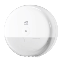 Vue frontale du distributeur Tork SmartOne T8 blanc, modèle fermé.
