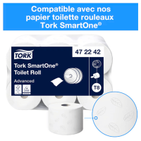 Pack de rouleaux Tork SmartOne T8 Advanced compatibles avec le distributeur.