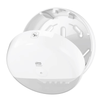 Vue intérieure du distributeur Tork SmartOne T8 avec couvercle ouvert.