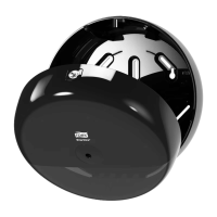 Distributeur WC Tork noir – Ouverture facile pour rechargement rapide.