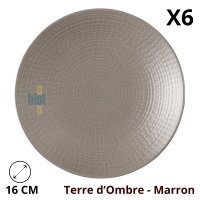 Assiette à pain MODULO NATURE TERRE D'OMBRE 16 cm DEGRENNE, grès brun.