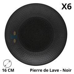 Lot de 6 assiettes à pain MODULO NATURE PIERRE DE LAVE 16 cm DEGRENNE.