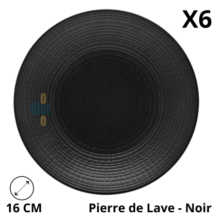 Lot de 6 assiettes à pain MODULO NATURE PIERRE DE LAVE 16 cm DEGRENNE.