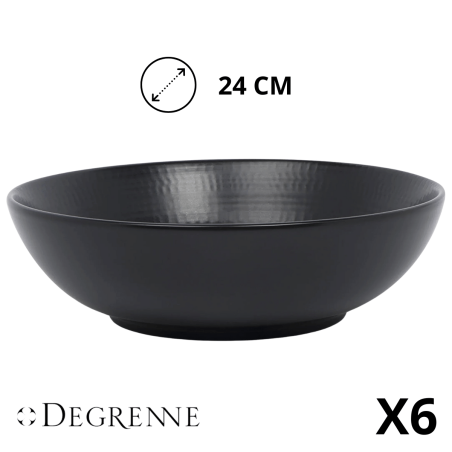 Lot de 6 saladiers MODULO NATURE PIERRE DE LAVE 24 cm DEGRENNE.