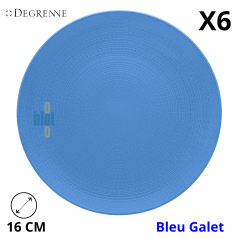 Lot de 6 assiettes à pain MODULO NATURE BLEU GALET 16 cm DEGRENNE.