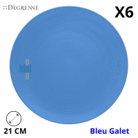 Lot de 6 assiettes à dessert MODULO NATURE BLEU GALET 21 cm DEGRENNE.