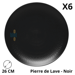 Lot de 6 assiettes plates MODULO NATURE PIERRE DE LAVE 26 cm DEGRENNE.