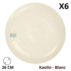 Lot de 6 assiettes à dessert MODULO NATURE KAOLIN 26 cm DEGRENNE.