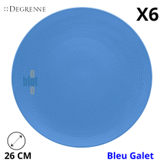 Lot de 6 assiettes plates MODULO NATURE BLEU GALET 26 cm DEGRENNE.