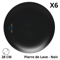 Assiette plate Modulo Nature Pierre de Lave de 27,9 cm en grès noir.