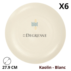 Vue de l’assiette Modulo Nature Kaolin 27,9 cm en grès blanc.
