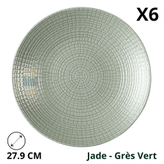 Vue de l’assiette Modulo Nature Jade 27,9 cm en grès vert.