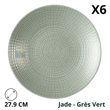 Vue de l’assiette Modulo Nature Jade 27,9 cm en grès vert.