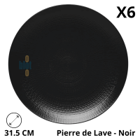 Assiette de présentation Modulo Nature Pierre de Lave 31,5 cm en grès noir.