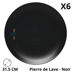 Assiette de présentation Modulo Nature Pierre de Lave 31,5 cm en grès noir.