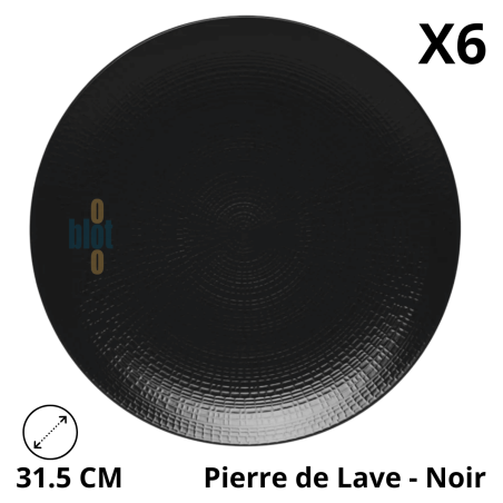 Assiette de présentation Modulo Nature Pierre de Lave 31,5 cm en grès noir.
