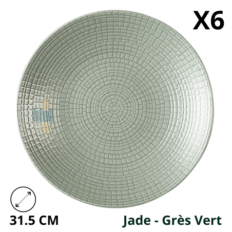 Assiette à dessert MODULO NATURE - Jade - 31.5 cm – Vert - vue de face