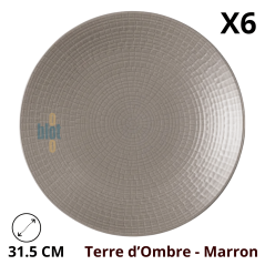 Assiette à dessert MODULO NATURE - Terre d'Ombre - 31.5 cm – Marron - vue de face avec caractéristiques