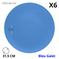 Assiette à dessert MODULO NATURE - Bleu Galet - 31.5 cm – Bleu - Vue de face avec caractéristiques.