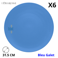 Assiette à dessert MODULO NATURE - Bleu Galet - 31.5 cm – Bleu - Vue de face avec caractéristiques.