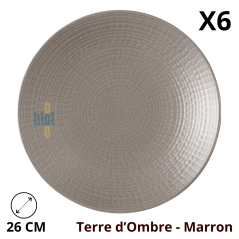 Assiette à dessert MODULO NATURE - Terre d'ombre - 26 cm – Marron - Vue de face avec caractérisitiques