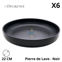 Assiette Coupe MODULO NATURE - Pierre de lave - 22 cm – Noir - Vue de face et caractéristiques