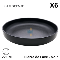 Assiette Coupe MODULO NATURE - Pierre de lave - 22 cm – Noir - Vue de face et caractéristiques