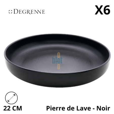 Assiette Coupe MODULO NATURE - Pierre de lave - 22 cm – Noir - Vue de face et caractéristiques