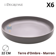 Assiette coupe MODULO NATURE - Terre d'ombre - 22 cm – Marron - Vue de face et caractéristiques