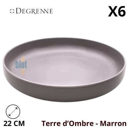 Assiette coupe MODULO NATURE - Terre d'ombre - 22 cm – Marron - Vue de face et caractéristiques