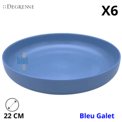 Assiette coupe MODULO NATURE - Bleu Galet - 22 cm – Bleu - Vue de face avec caractéristques
