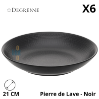 Assiette Calotte Creuse MODULO NATURE - Pierre de lave - 21 cm – Noir - Vue de face avec caractéristiques