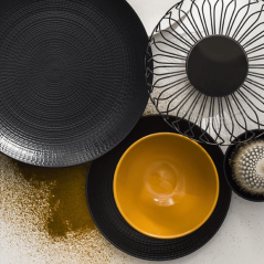 Assiette Calotte Creuse MODULO NATURE - Pierre de lave - 21 cm – Noir