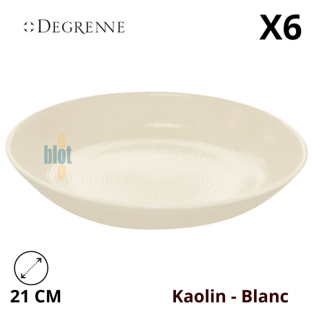 Assiette Calotte Creuse MODULO NATURE - Kaolin - 21 cm – Blanc - Vue de face avec caractéristiques