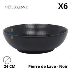 Lot de 6 saladiers MODULO NATURE PIERRE DE LAVE 24 cm DEGRENNE.